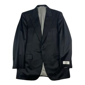 Belvest Black Patterned Peak Lapel Super 120s Wool Blazer Jacket 40R NWT G2254